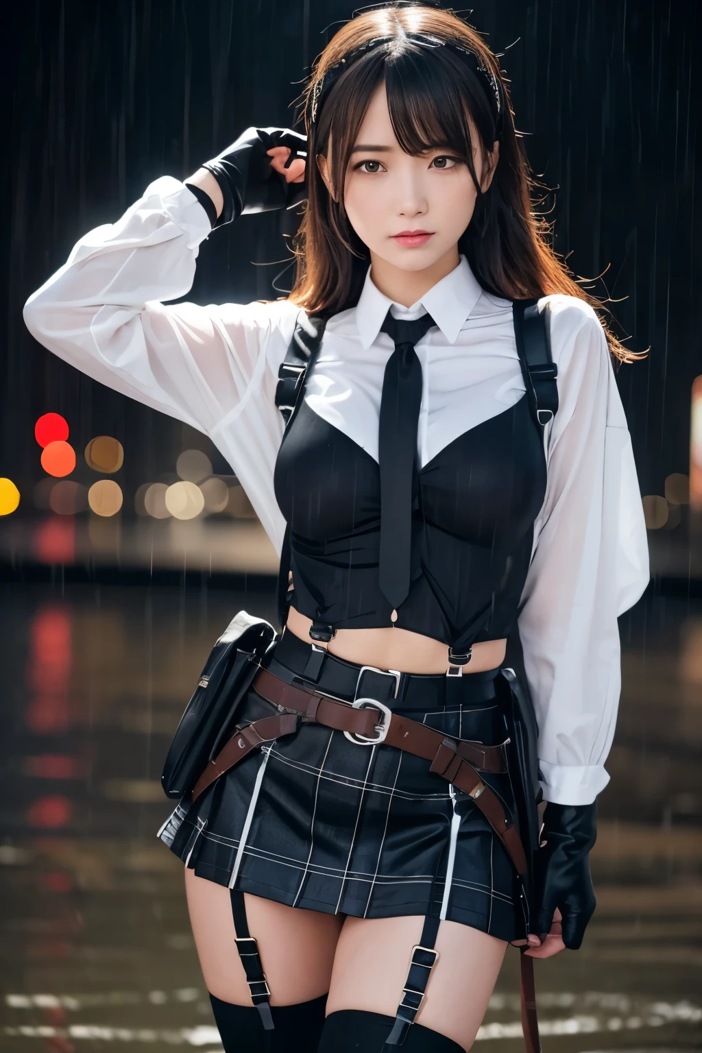1 female, , high quality, masterpiece, Ultra-high resolution, , Cinema Lighting, , , 1 female, , high quality, masterpiece, Ultra-high resolution, , Cinema Lighting, , , And the suspenders with the cranes flying　　　Moderate breasts　 　 　　　　Large Breasts　 　 　　　　Small face　 　　　holster　　　　　　　 Lying in bed　Looking up　　　　Sweat 　　　belt　summer　脇Sweat 　Black Hole Gloves　suit　　　　 　garterbelt　Leg Links　ズボンにbelt　　holster　 　　Hands behind your back　 Anxious expression　Looking up　Anxious face　Knee-high　Knee socks　Knee-highソックス garterbelt　garter　ふとももにgarterbelt　Checkered mini skirt　Necktie Headband　ribbon　Panty shot　スカートの隙間 Armament　Handgun　handcuffs　Cable ties　レッグholster　holster 　　Hands behind your back　 Anxious expression　Looking up　Anxious face 足を横に開く　Armament　　Cable ties　レッグholster　holster　See-through clothing　heavy rain　Getting wet in the rain