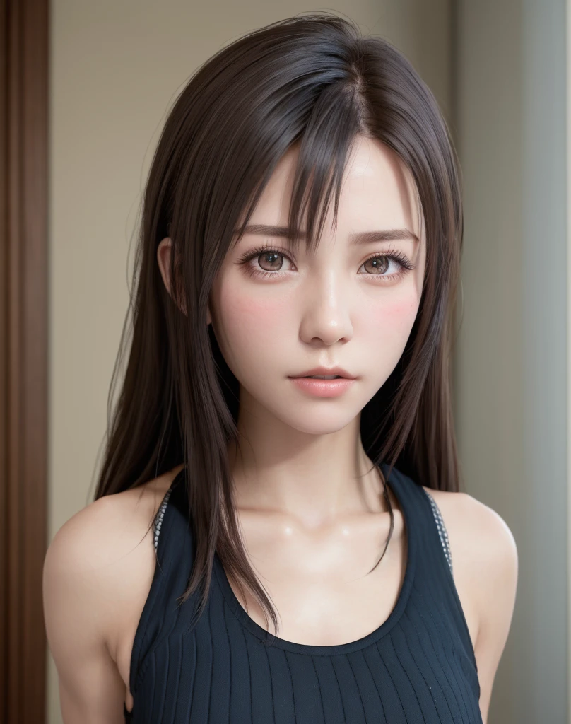 high quality picture, masutepiece, detailed hair texture, Detailed skin texture, Detailed Cloth Texture, 8K, Add fabric details, ultra detailed skin texture, ultra detailed photographic, Skin pores, Portrait of a girl, wearing tank top, Add cloth details, h...