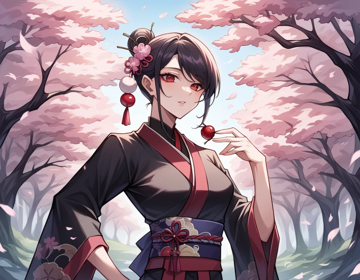 Close-up of a black shirt with birds and flowers on it, Digital art inspired by Soami, Deviant Art, creation, Flowing cherry blossom silk, Cherry Blossom forest, Flowing cherry-colored silk, The art of Japan style, Abundant cherry blossoms, Japanese Fantasy, Pink Zen Style, Cherry Blossom, Japanese style, Cherry tree, The art of Japan, Japan prints