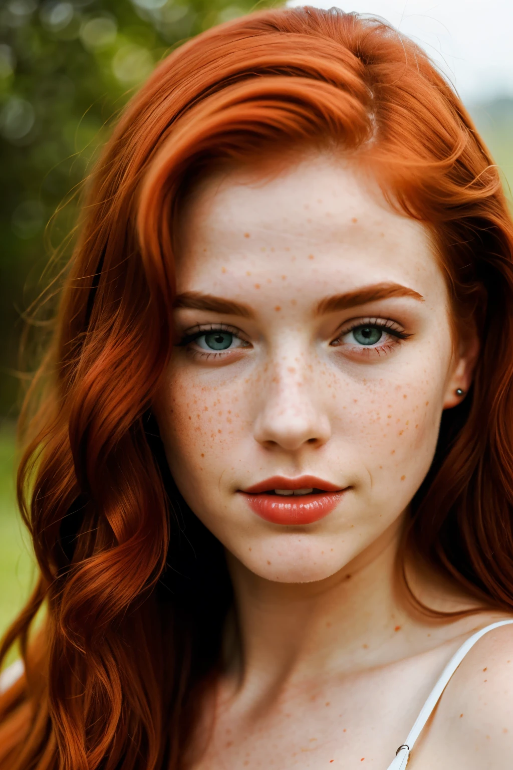 ((best qualityer)), ((work of art)), (detailded), pin-up girl, freckles, long red hair