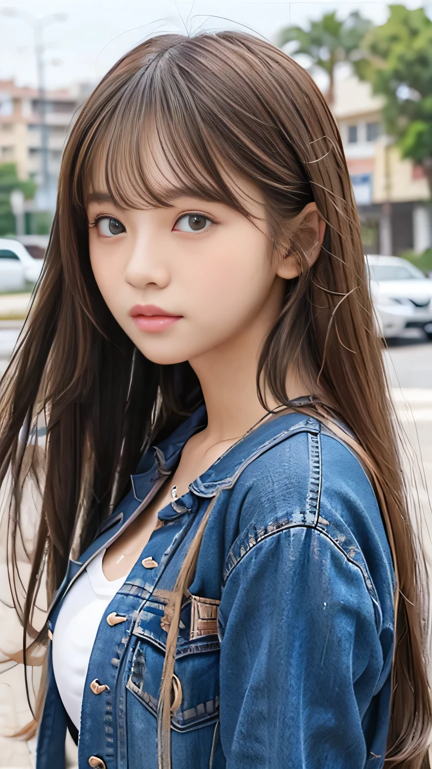 Sexy big 、Sexy cute looks and cute 15 year old beautiful girl, Beautiful and sexy face、A strong wind blows my hair in front of my face、Beautiful long blonde straight hair、Beautiful, cute and sexy eyes hidden by long bangs