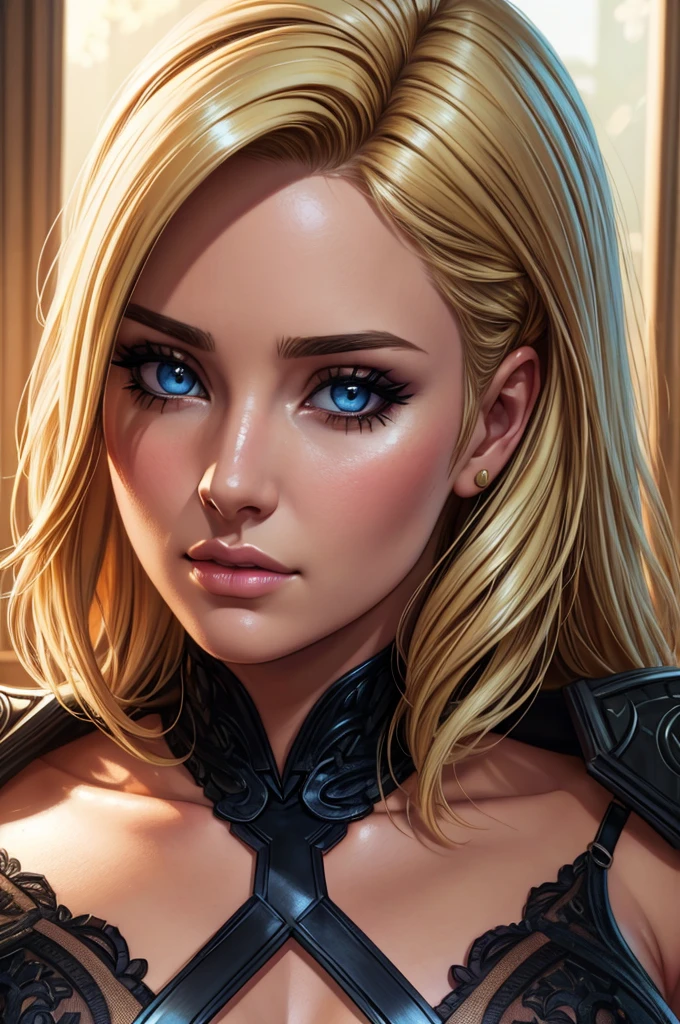 boobwindow, leotard, Allison Scagliotti, 1girl, beautiful detailed eyes, beautiful detailed lips, extremely detailed face and portrait, longeyelashes, blonde hair, detailed clothing, high quality, 8k, ultra-detailed, photorealistic, dramatic lighting, cinematic, hyper-realistic, concept art, digital painting