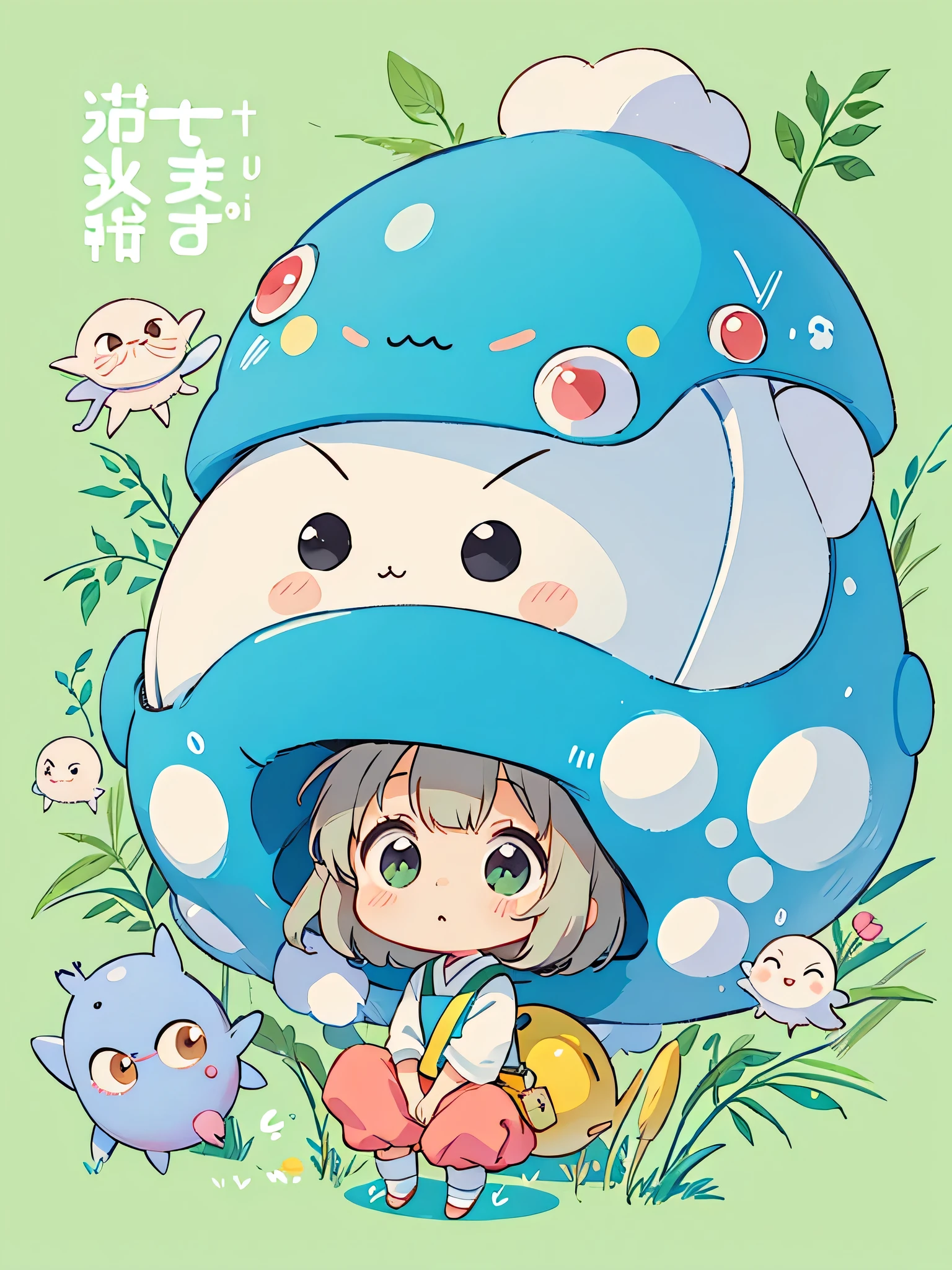 Hayao Miyazaki style, Kawaii Design, The most beautiful girl of all time、chibi, (((Cute Aliens))) , パンツ脱ぐ