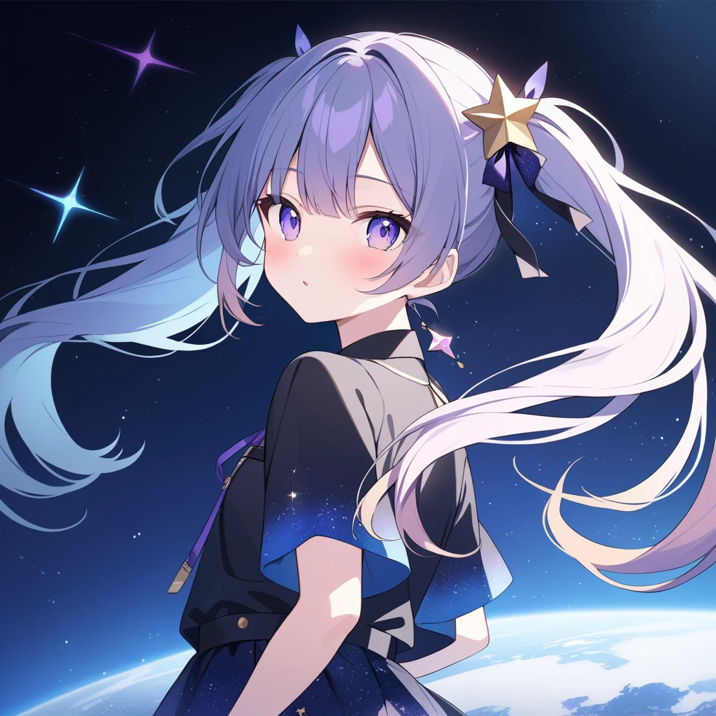 High quality,star girl,star accesorie,long twintails hair,galaxy shade