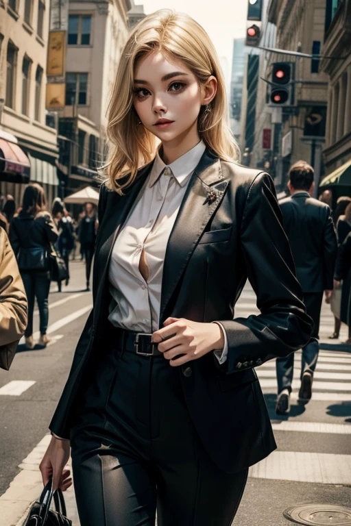 Woman in a suit　The beauty of a suit、pants suit　Blonde