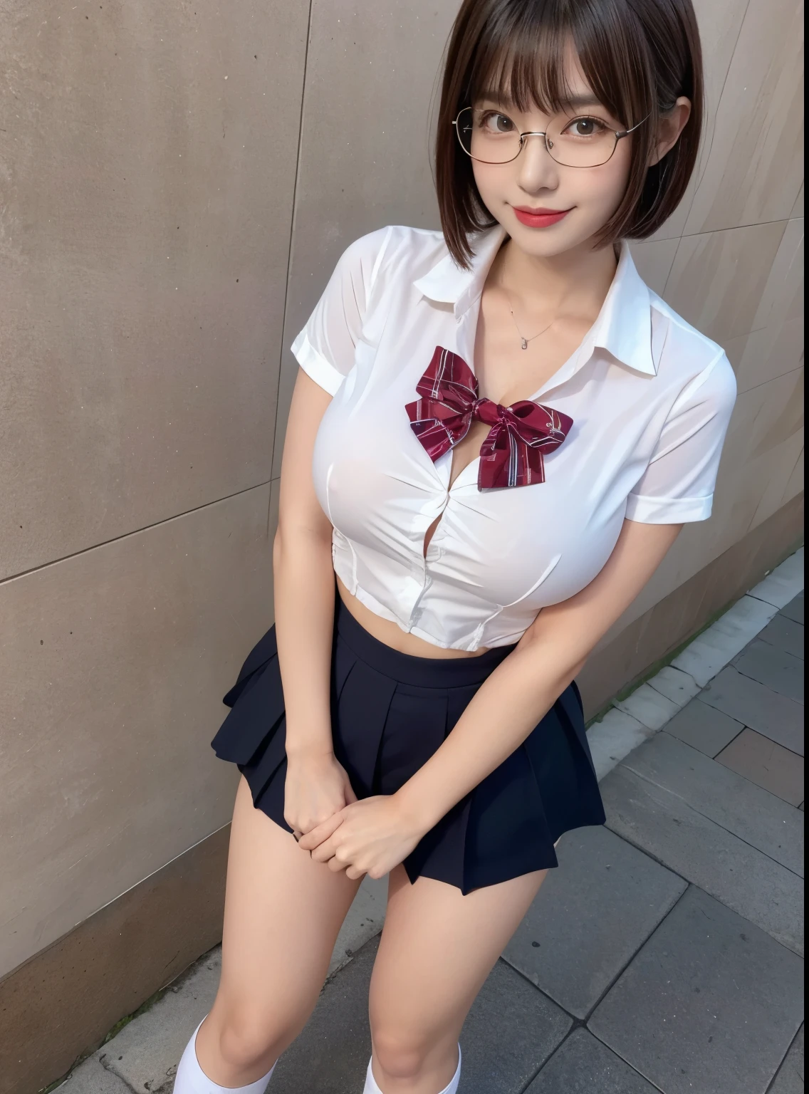 (Realistic, Photorealistic: 1.37), (Masterpiece, Best Quality: 1.2), (Ultra High Resolution: 1.2), (RAW Photo: 1.2, shots on Nikon), (Sharp Focus: 1.3), (Face Focus: 1.37), (Ultra Detailed CG Unified 8k Wallpaper: 1.2), (Beautiful Skin: 1.2), (pale Skin: 1.3), (Hyper Sharp Focus: 1.5), (Ultra Sharp Focus: 1.5), ( Beautiful pretty face: 1.3), (super detailed background, detail background: 1.3), break, very cute and beautiful Japan pictures of woman, (sexy model), professional attire, (22 years old: 1.1), portrait of a girl with a bright smile, upper body image, When viewed from the front, the composition is symmetrical, (Studio lighting: 1.3), (Cinematic lights: 1.3), (backlight: 1.3), dim lighting, lighting that covers the whole body, (looking straight at you, standing:1.3, arms down:1.3, random, model pose), break, (shiny-brown half up thin hair: 1.2), dark brown eyes, upturned eyes, beautiful eyes, princess eyes, ((brown hair:1.3)), single hair, bangs, Hair between eyes, Long hair, curby, abs, perfect abs, (gigantic-breast;1.37, big breast:1.37, big cleavage:1.37), (thin waist: 1.15), (detailed beautiful girl: 1.4), (bare shoulder, Chest squeezed together, View viewer, (blue camisole:1.3, black box-long-skirt:1.3, teacher fashion style, attractive look), Solo, Parted lips, pink lips, (shiny skin), sweat, (school room background:1.5), (light seductive smile:1.25), ((Perfect Female Body)), (Upper Body Image:1.3), Frame the Head, Perfect Anatomy, Perfect Proportions, 8.5 Life-Size, Face Focus, Ultra Realistic Photo, Hyper Sharp Image, Hyper Detail Image,