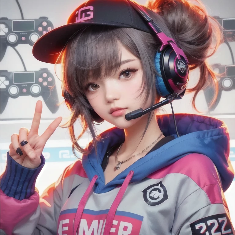 anime girl with headphones and a baseball cap pointing up, ig studios anime style, ig model | artgerm, e - girl, e-girl, anime style 4 k, high quality anime artstyle, profile picture 1024px, trending at cgstation, cyberpunk anime girl in hoodie, artwork in the style of guweiz, anime moe artstyle