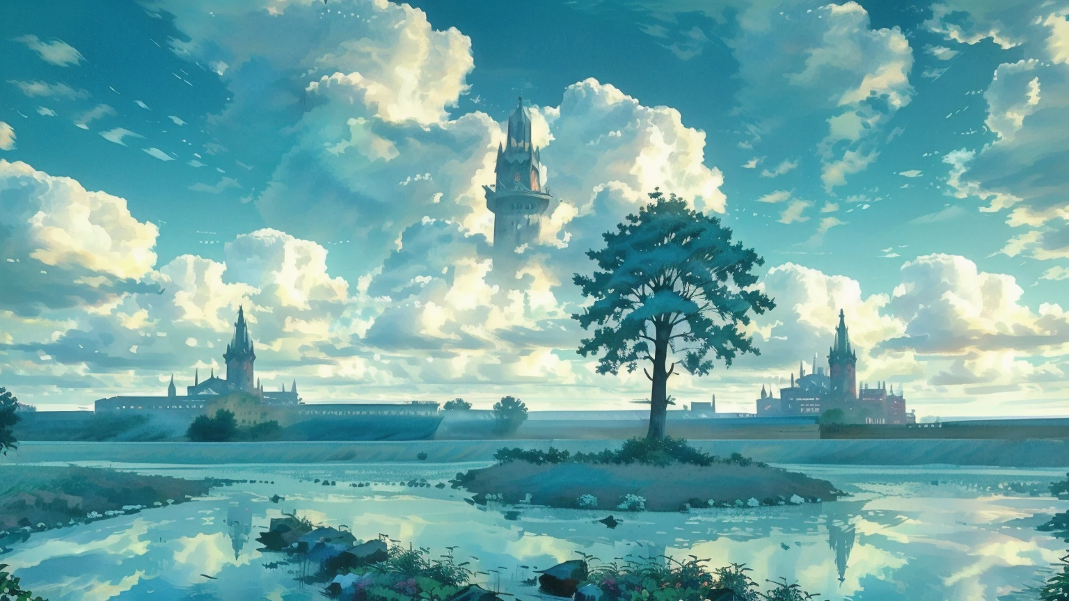 a flowery and colorful rustic countryside scene, a fairy-like atmosphere, Hogwarts-inspired architecture, detailed and realistic, vibrant colors, dramatic lighting, cinematic composition, intricate details, lush foliage, mystical and whimsical, (best quality,4k,8k,highres,masterpiece:1.2),ultra-detailed,(realistic,photorealistic,photo-realistic:1.37),fantasy,concept art,digital painting