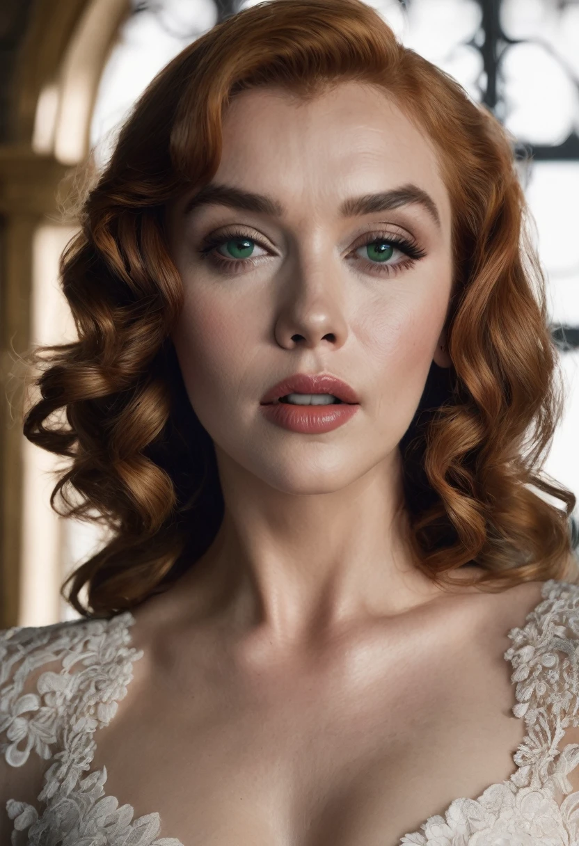 marilyn monroe, elizabeth olsen, redhead, auburn hair, full body image, full body view, green eyes, black lace, queen anne white wedding dress, choker, heels, tattoos on left arm, standing in a paris, detailed, perfect face, detailed pupils, perfect anatomy, sharp focus, insanely detailed, realistic, detailed, sharp, feminine, fine and precise, delicate lines, complex cinematography, sharp focus, dynamic posture, highly detailed, high quality, detailed face, detailed eyes, insanely detailed, 32k, studio cinematic lighting, crisp focus, graininess, feeling of passion, ideal body proportions