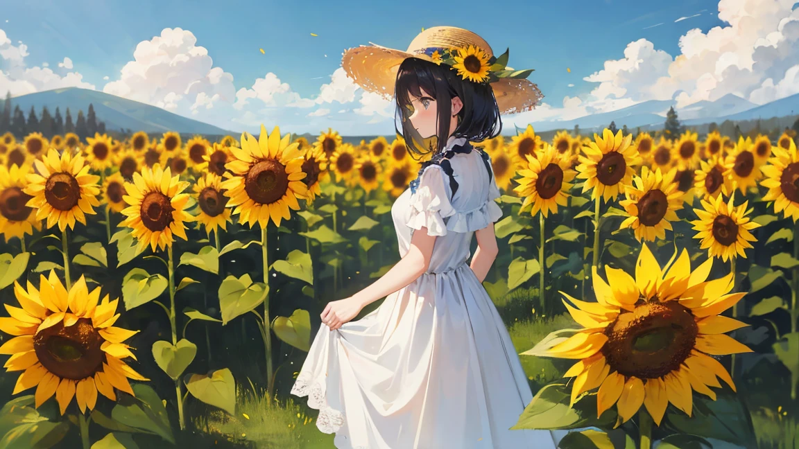 A sunflower in the meadow