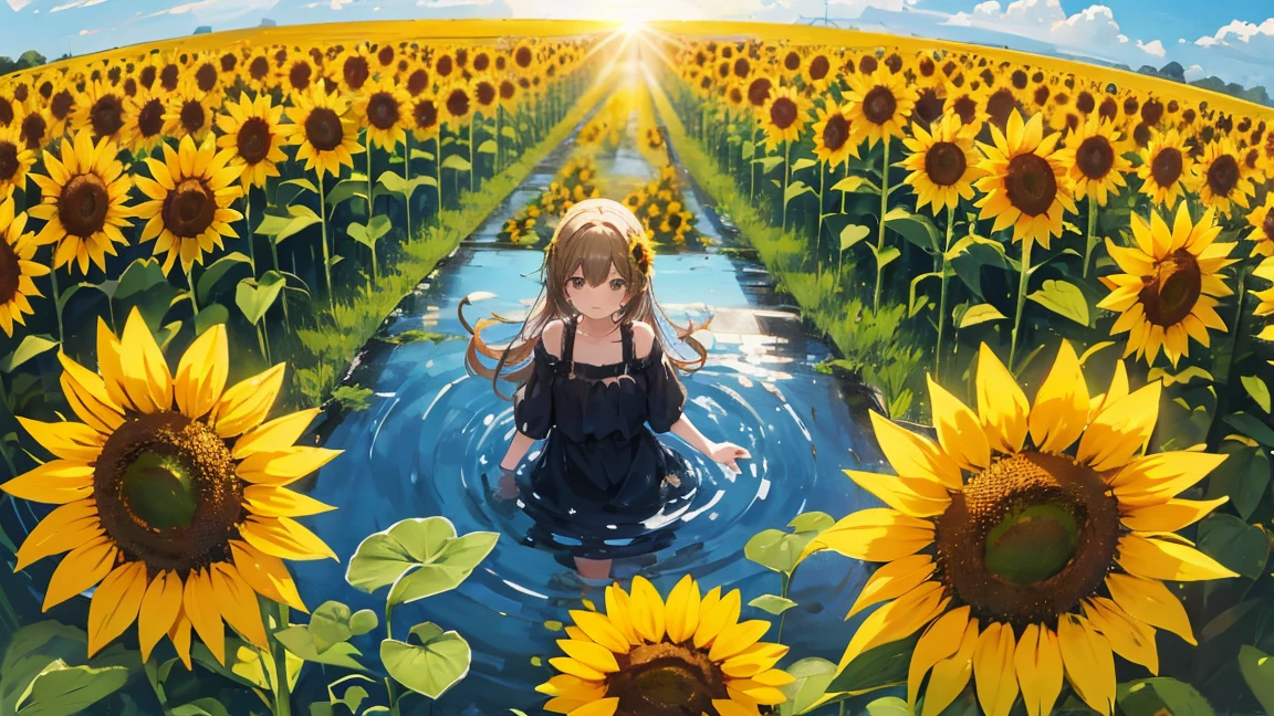 A sunflower in the meadow