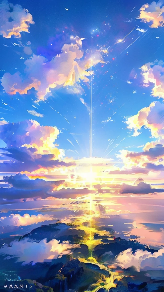 Heavenly images, fantastic, god々The light pours down, sparkling and fleeting, above the clouds
