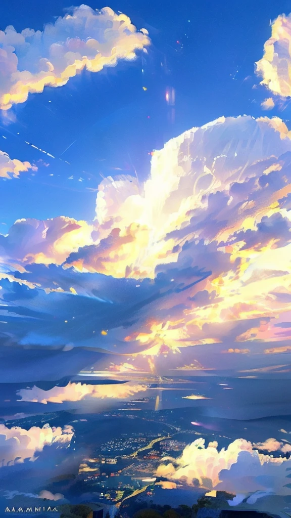 Heavenly images, fantastic, god々The light pours down, sparkling and fleeting, above the clouds