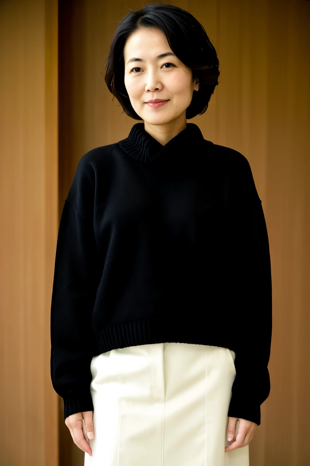 ((best quality)), ((masterpiece)), (detailed), 1girl, black sweater, asian, mature, japanes,e