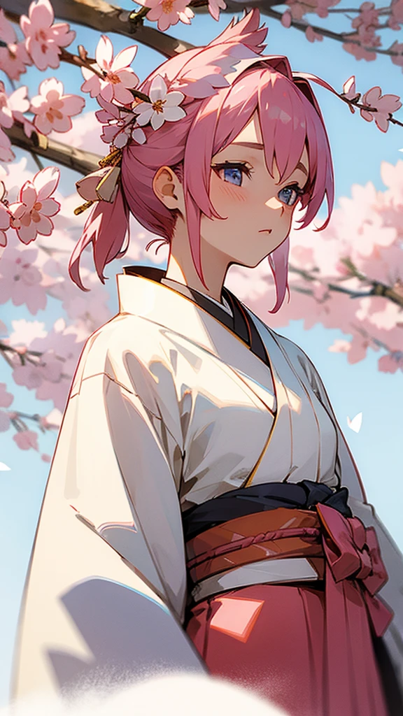 Sakura wearing kimono white block hair