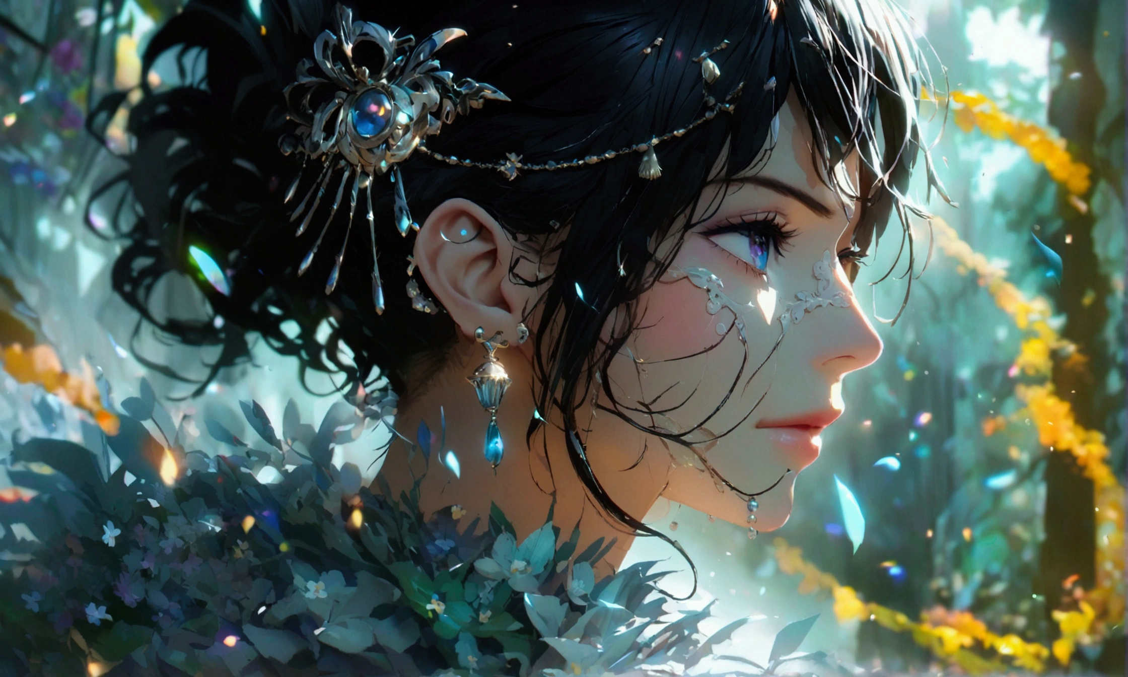 Young woman, side-swept hair, extravagant gray clothing, earrings and necklace, arrogant expression, "Anime character design inspired by One Piece, full of dramatic and impressive lighting, focus on the centralized character, impressive face, full of creative details, ultra-fine 4K design, scenery bathed in creativity, boasting 2D anime resolution clarity, HD anime graphics, high-octane rendering"