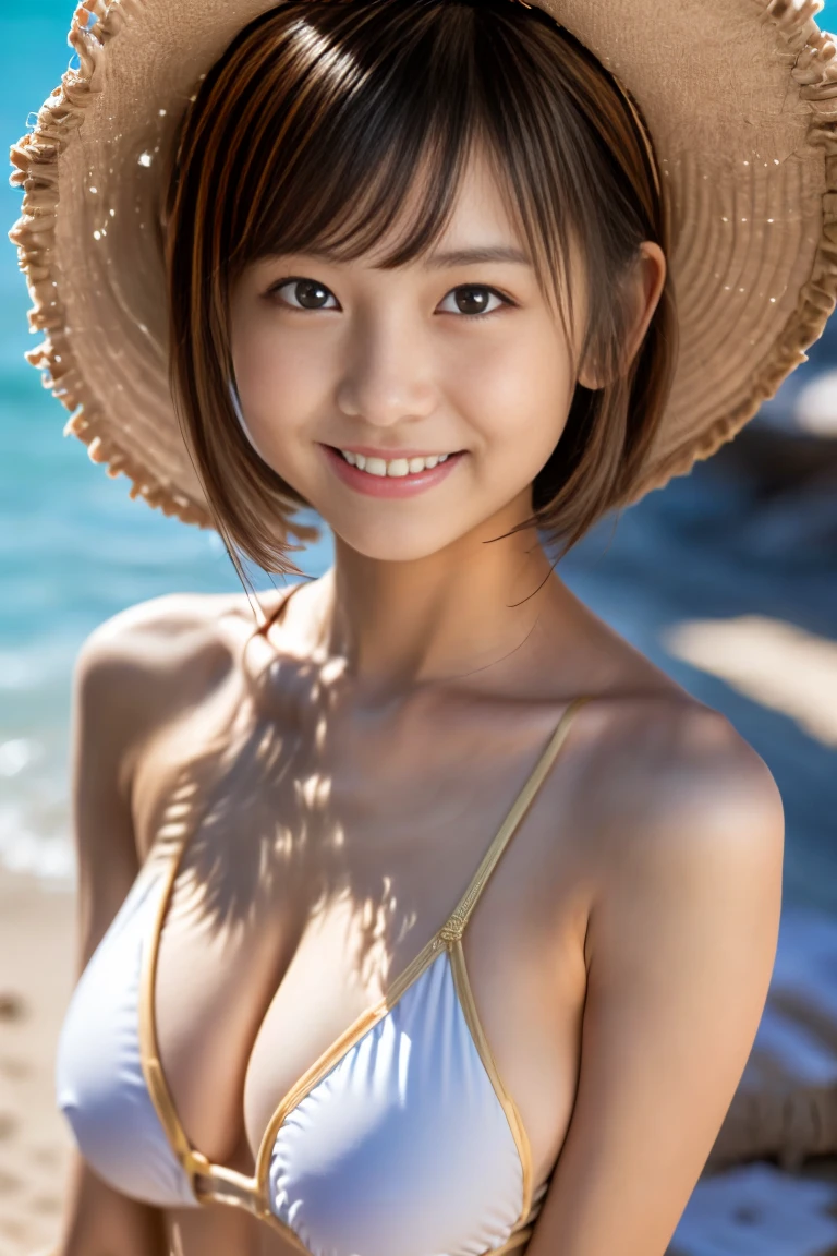 全naked、Big Titasterpiece:1.3), (8k), (Highest quality:1.4), (Ultra-high resolution:1.2), (Realistic:1.3),( RAW Photos), (One girl), (Ultra high definition), (Detailed face), Such a perfect, beautiful and cute face, (Detailed Hair), Beautiful Hair, bangs, (Symmetrical eyes:1.3), (Detailed eyes), (Detailed skin), Realistic Skin, Glowing Skin, Ultra-high resolution, (Slim figure), (supermodel figures), A kind smile:1.2, (A very beautiful and cute Japanese girl with a gentle expression), Age 27, Sharp Bob, 全naked、naked、
( Golden Swimwear, Attention to detail ), At the Beach, Palm tree, Plumeria