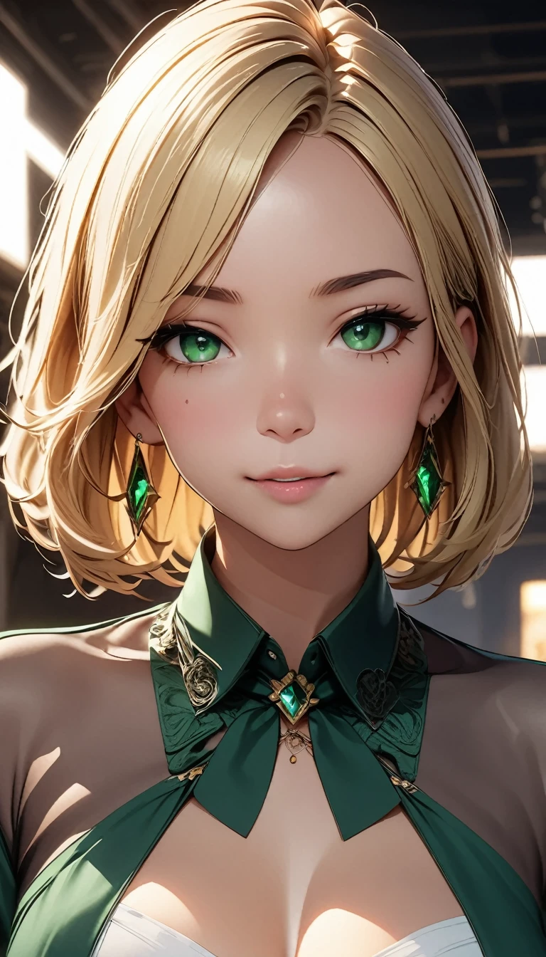 Immerse yourself in the elegance and sophistication of a beautiful blonde girl with captivating sparkling green eyes. Utilizing 3D technology and Octane rendering at 8K resolution、Her detailed face is rendered in a hyper-realistic way。. Exquisite sharp details and smooth rendering style, Combined with film studio lighting, It will make this work of art a true masterpiece.. We hope ArtStation will become a trendsetter in the digital art community.、Get ready to turn heads.