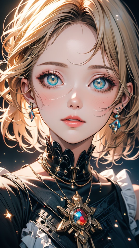 Immerse yourself in the elegance and sophistication of a beautiful blonde girl with captivating sparkling green eyes. Utilizing 3D technology and Octane rendering at 8K resolution、Her detailed face is rendered in a hyper-realistic way。. Exquisite sharp details and smooth rendering style, Combined with film studio lighting, It will make this work of art a true masterpiece.. We hope ArtStation will become a trendsetter in the digital art community.、Get ready to turn heads.