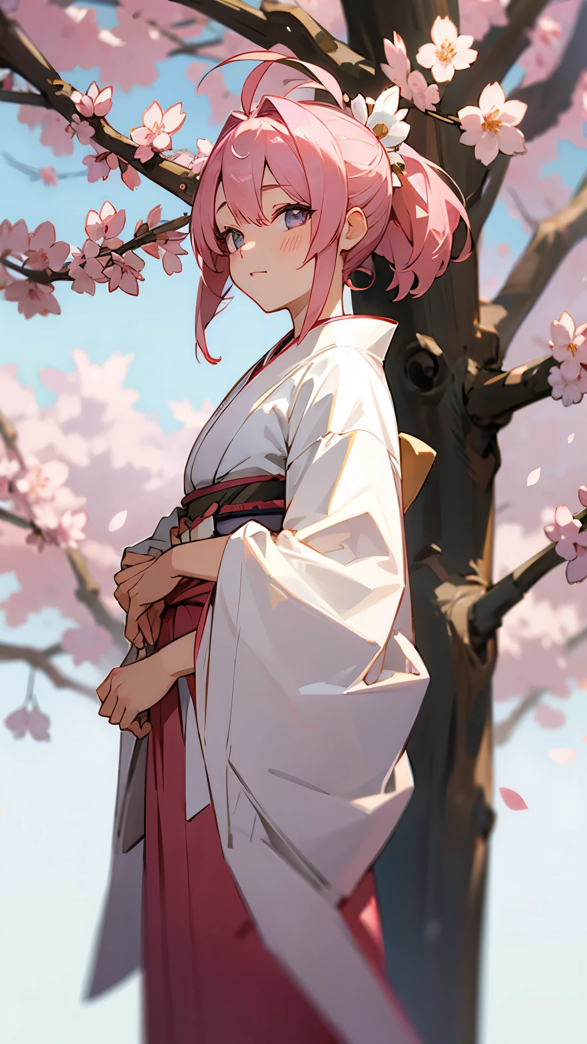 Sakura wearing kimono white block hair 