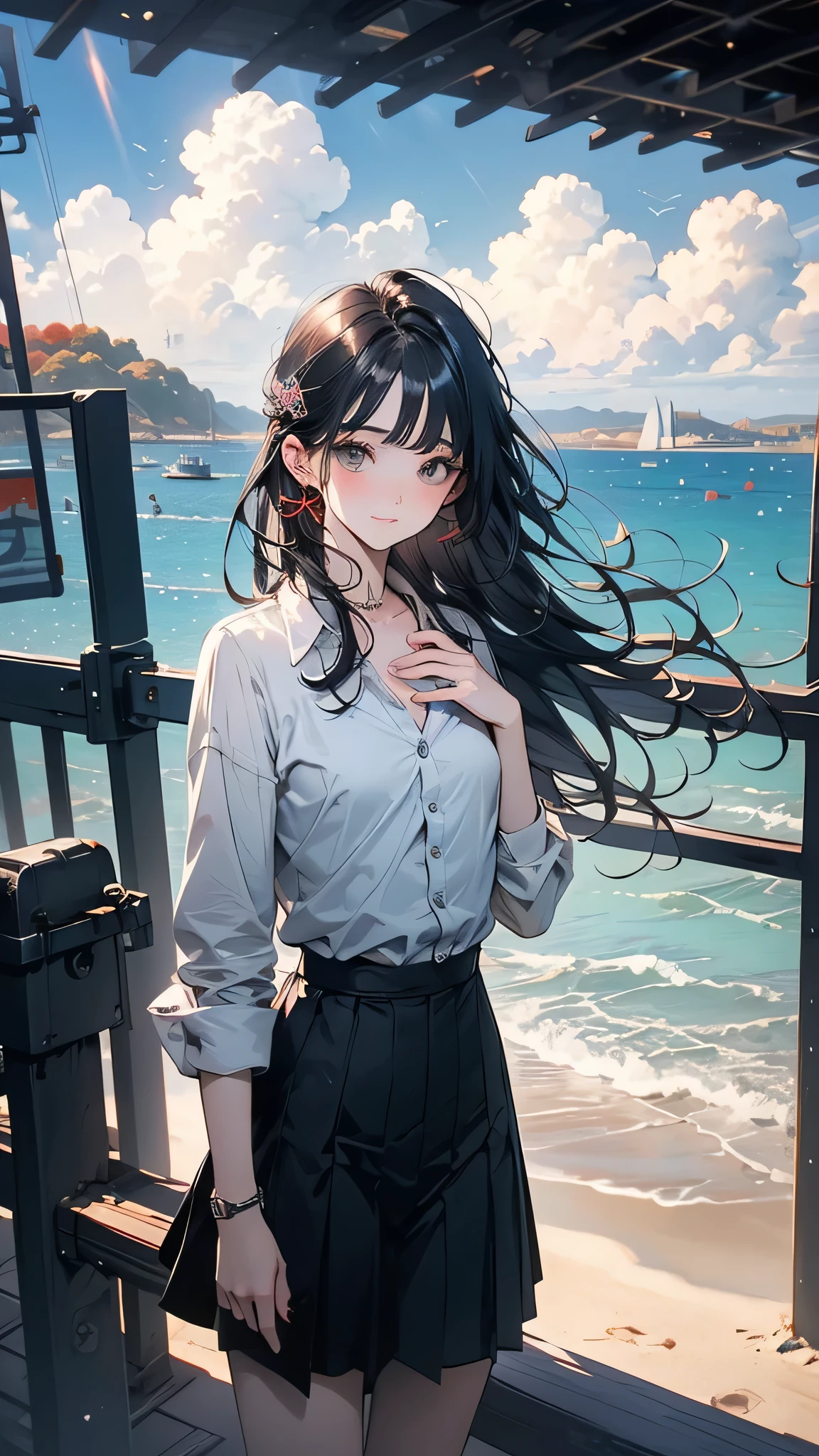 ((((Best Quality, 8K, 32K, masterpiece, 1.2)))),{{solo}},nsfw,{{{Artist: GirlfriendMix's style}}},((perfect beautiful face:1.2)), wearing , windy skirt, showing panties, embarrass, see through panties, ((a lot of public hairs:1.3)),