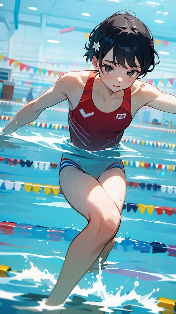 a member of the school swim team