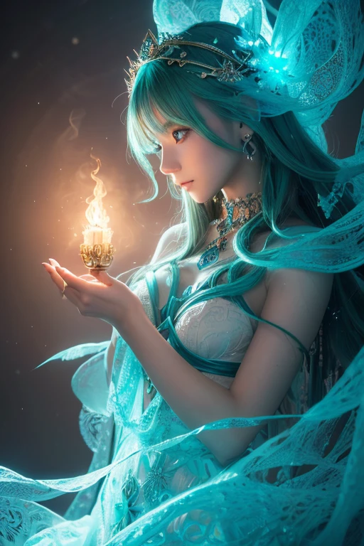 ((最高masterpiece,Ultra-high resolution, high resolution, 8k, Fractal Art,Octane, Fantastic,Aesthetic,Intricate details))
This is a realistic fantasy art piece featuring a realistic Goddess of Light, Fractal Artが美しい,A faint swirl of smoke, And the goddess with her beautiful Nordic features makes for an interesting composition.,A woman with a spiritual inspiration that seems to emerge from the depths of darkness,she face is expertly sculpted, Elegant and sophisticated features with perfect shading and realistic skin texture. sheのヘアスタイルは未来的なFractal Artを模している,Extremely innovative,she (Turquoise and crystal eyes) It's wonderful.、It is the focus of this image. (she eyes extremely detailed, Beautiful attention to detail, macro). she eyes feature intricate detailing with clearly defined irises and bright sclera. sheはクラシックな模様のロングドレスを着ている,Long sleeve,詳細で宝stoneで作られたドレス,soft lips are smooth and very puffy, sheの肌は淡い紅潮と華麗なクラシカルな模様で飾られている. she long gown is stunning and expensive, Made of pure flame and brilliant light,光の中できらめく華やかな宝stone. she billowing gown glitters from the flames and features a delicately and intricately embroidered bodice with wisps of flames running across it. Include fantasy elements such as bumps, stone, Fiery Iris, silk, And an interesting background. Include magical creatures such as birds and butterflies that give off a magical and mystical aura.. Lighting: Enhance your artwork with the latest lighting trends. camera: Use dynamic composition to create tension and excitement. Take inspiration from current masters of the fantasy genre, Including popular artists on Artstation and Midjourney. ((masterpiece))