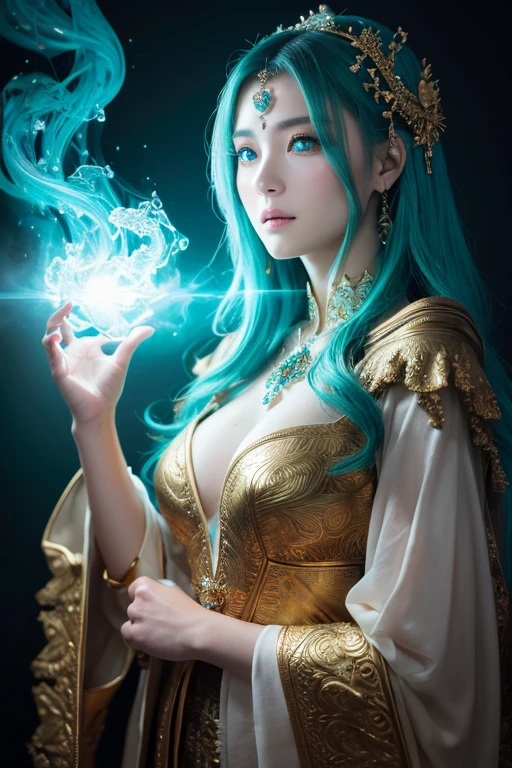((最高masterpiece,Ultra-high resolution, high resolution, 8k,  Fractal Art,Octane, Fantastic,Aesthetic,Intricate details))

This is a realistic fantasy art piece featuring a realistic Goddess of Light, Fractal Artが美しい,A faint swirl of smoke, And the goddess with her beautiful Nordic features makes for an interesting composition.,A woman with a spiritual inspiration that seems to emerge from the depths of darkness,she face is expertly sculpted, Elegant and sophisticated features with perfect shading and realistic skin texture. sheのヘアスタイルは未来的なFractal Artを模している,Extremely innovative,she (Turquoise and crystal eyes) It&#39;s wonderful.、It is the focus of this image. (she eyes extremely detailed, Beautiful attention to detail, macro). she eyes feature intricate detailing with clearly defined irises and bright sclera. sheはクラシックな模様のロングドレスを着ている,Long sleeve,詳細で宝stoneで作られたドレス,soft lips are smooth and very puffy, sheの肌は淡い紅潮と華麗なクラシカルな模様で飾られている. she long gown is stunning and expensive, Made of pure flame and brilliant light,光の中できらめく華やかな宝stone. she billowing gown glitters from the flames and features a delicately and intricately embroidered bodice with wisps of flames running across it. Include fantasy elements such as bumps, stone, Fiery Iris, silk, And an interesting background. Include magical creatures such as birds and butterflies that give off a magical and mystical aura.. Lighting: Enhance your artwork with the latest lighting trends. camera: Use dynamic composition to create tension and excitement. Take inspiration from current masters of the fantasy genre, Including popular artists on Artstation and Midjourney. ((masterpiece))