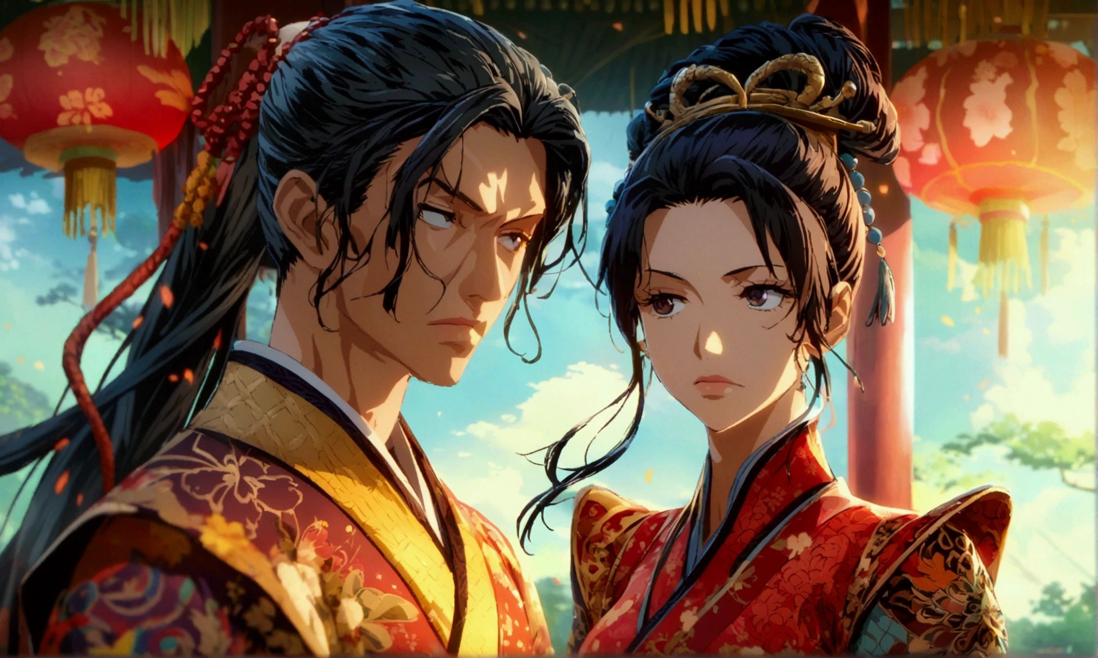 Man, Chinese-style tied hair, two elbow joints on each arm, abnormally long arms, Chinese-style clothing, "Anime character design inspired by One Piece, full of dramatic and impressive lighting, focus on the centralized character, impressive face, full of creative details, 4K ultra-fine design, scenery bathed in creativity, boasting 2D anime resolution clarity, HD anime graphics, high-octane rendering"