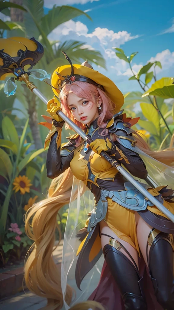 a close up of a 4 girls  ,pink hair , big booobs ,  shadowbringers cinematic, 4 k detail fantasy, a beautiful fantasy empress, game cg, xianxia fantasy, xianxia hero, 2. 5 d cgi anime fantasy artwork, cinematic goddess close shot, ruan jia and artgerm, wow 4 k detail fantasy, hyperdetailed fantasy character