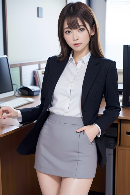 suit,2. Women,Realistic,(超high quality:1.2),Japanese,high quality,masterpiece,(Super detailed:1.4),60yo Japanese lady,Beautiful Face,(Really good:1.4),(skirt-suit:1.1),((office)),(Small breasts),thin,High resolution,upskirt:1.8, forced hip job, 1 man