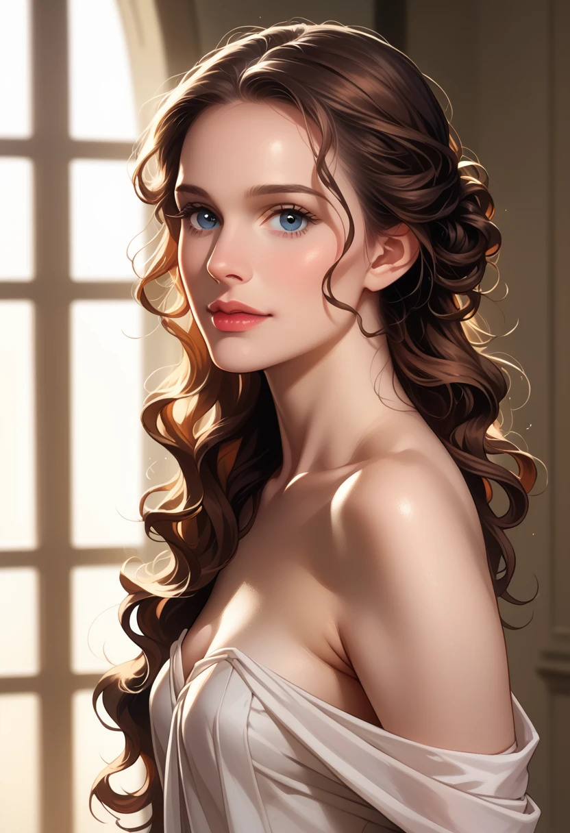 Score_9, score_8_up, score_7_up, rating explicit, detailed soft lighting, 1girl, solo, BREAK (padmeamidala, brunette, shoulder length hair, flowing hair, medium breasts1.2) (masterpiece, best quality, highly detailed, beautiful).