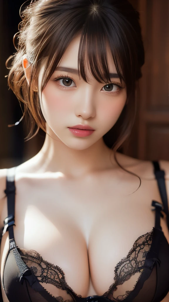 8k,Highest quality,(masterpiece:1.2),(Realistic),(Realistic:1.37),Ultra-high resolution,One Young Woman,smile,((Big Breasts)),Beautiful Eyes,(((lingerie))),Perfect body,Perfect Fingers,Professional Lighting,gravure,Detailed face and skin texture,fine grain,RAW Photos