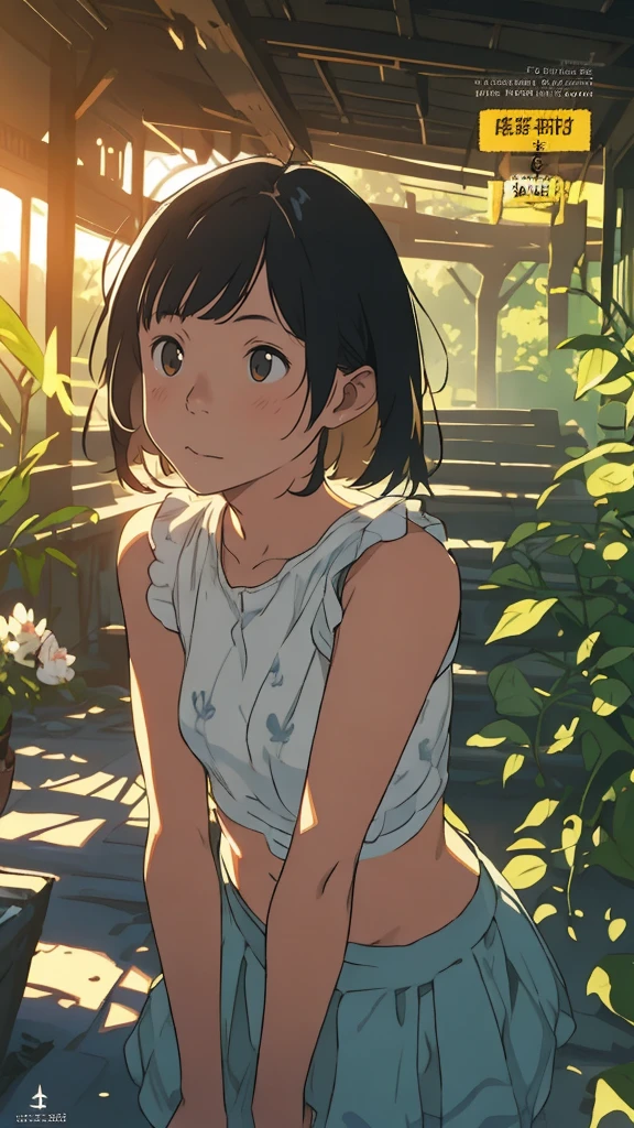 reasonable design, Clear lines, High Sharpness, (highest quality,8K,Perfect sharpness,Ultra fine,High resolution,masterpiece:1.2), Perfect Anatomy:1.5, Official Art, Illustrations that tell a story, (Whitish background:0. 9)、Body Positivity、More Mr.Physical expression、(Random and mischievous poses)、Perfect beauty、Perfect beautiful face、Strong winds、A rich expression、Dynamic composition、smile、Golden ratio composition、colorful、(Mr.Different angles and perspectives)、anime art、mini skirt、(Overcoming stereotypes)、 Glowing Skin、(Natural beauty)、smile、bangs、Straight Hair、(Soft and flowing hair)、(Rural Scenery)、(Nostalgic atmosphere)、Insert up to the thighs、(Playful and carefree)、(More Mr.Ethnic characters)、(innocent attitude)、(Sunny atmosphere)、Skirt flipped up、(Bright colors)、Belly button exposed、Beautiful Eyes、A skirt fluttering in the wind、Put it in to your feet、Some composition patterns、sensuous、Geometric pattern、emotional、Symposium cover、Lens flare、Halation、