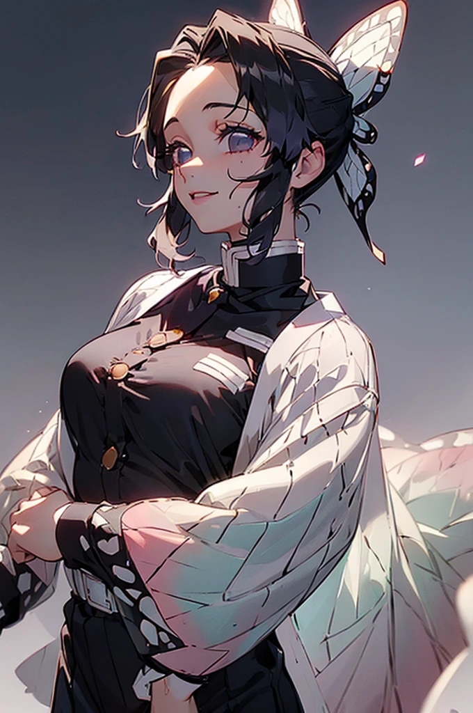 (((beautiful))), (((nurse, nurse))), ((Black Hair, ponytail, ribbon)), Small breasts, Glowing Skin, (((Intricate details))), High resolution, ((Intricate details, Ultra-detailed)), whole body, Are standing, looking at the camera, Red cheeks, smile, hospital,