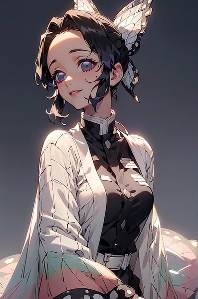 (((beautiful))), (((nurse, nurse))), ((Black Hair, ponytail, ribbon)), Small breasts, Glowing Skin, (((Intricate details))), High resolution, ((Intricate details, Ultra-detailed)), whole body, Are standing, looking at the camera, Red cheeks, smile, hospital,