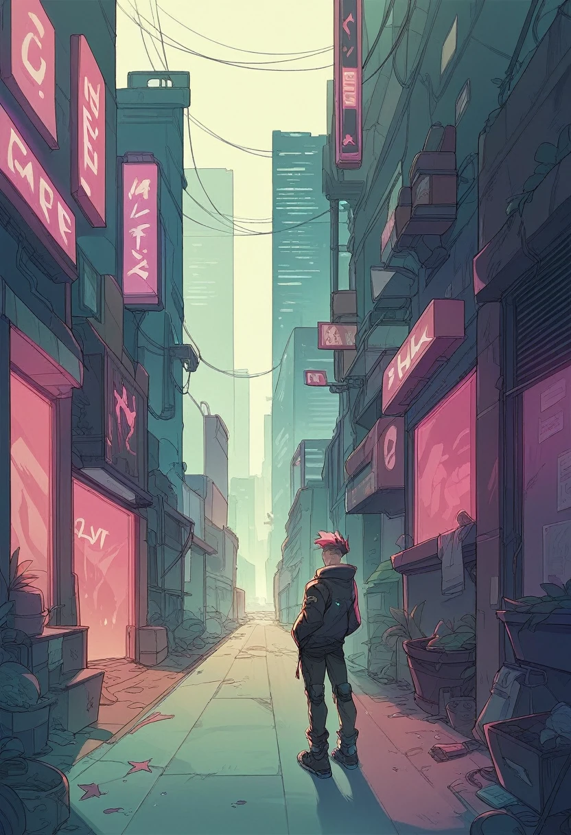 Cyberpunk cityscape、Dark Back Alley