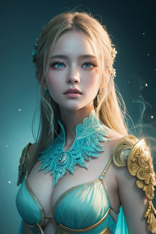 ((最高masterpiece,Ultra-high resolution, high resolution, 8k, Fractal Art,Octane, Fantastic,Aesthetic,Intricate details))
This is a realistic fantasy art piece featuring a realistic Goddess of Light, Fractal Artが美しい,A faint swirl of smoke, And the beautiful blonde European goddess makes for an interesting composition.,Bottom to Top,A woman with the inspiration of light that tears through the deep darkness,she face is expertly sculpted, Elegant and sophisticated features with perfect shading and realistic skin texture. sheのヘアスタイルは未来的なFractal Artを模している,Extremely innovative,she (Turquoise and crystal eyes) It's wonderful.、It is the focus of this image. (she eyes extremely detailed, Beautiful attention to detail, macro). she eyes feature intricate detailing with clearly defined irises and bright sclera. sheはクラシックな模様のロングドレスを着ている,Long sleeve,詳細で宝stoneで作られたドレス,soft lips are smooth and very puffy, sheの肌は淡い紅潮と華麗なクラシカルな模様で飾られている. she long gown is stunning and expensive, pure,Made of shining light,光の中できらめく華やかな宝stone. she billowing gown glitters from the flames and features a delicately and intricately embroidered bodice with wisps of flames running across it. Include fantasy elements such as bumps, stone, Fiery Iris, silk, And an interesting background. Include magical creatures such as birds and butterflies that give off a magical and mystical aura.. Lighting: Enhance your artwork with the latest lighting trends. camera: Use dynamic composition to create tension and excitement. Take inspiration from current masters of the fantasy genre, Including popular artists on Artstation and Midjourney. ((masterpiece))