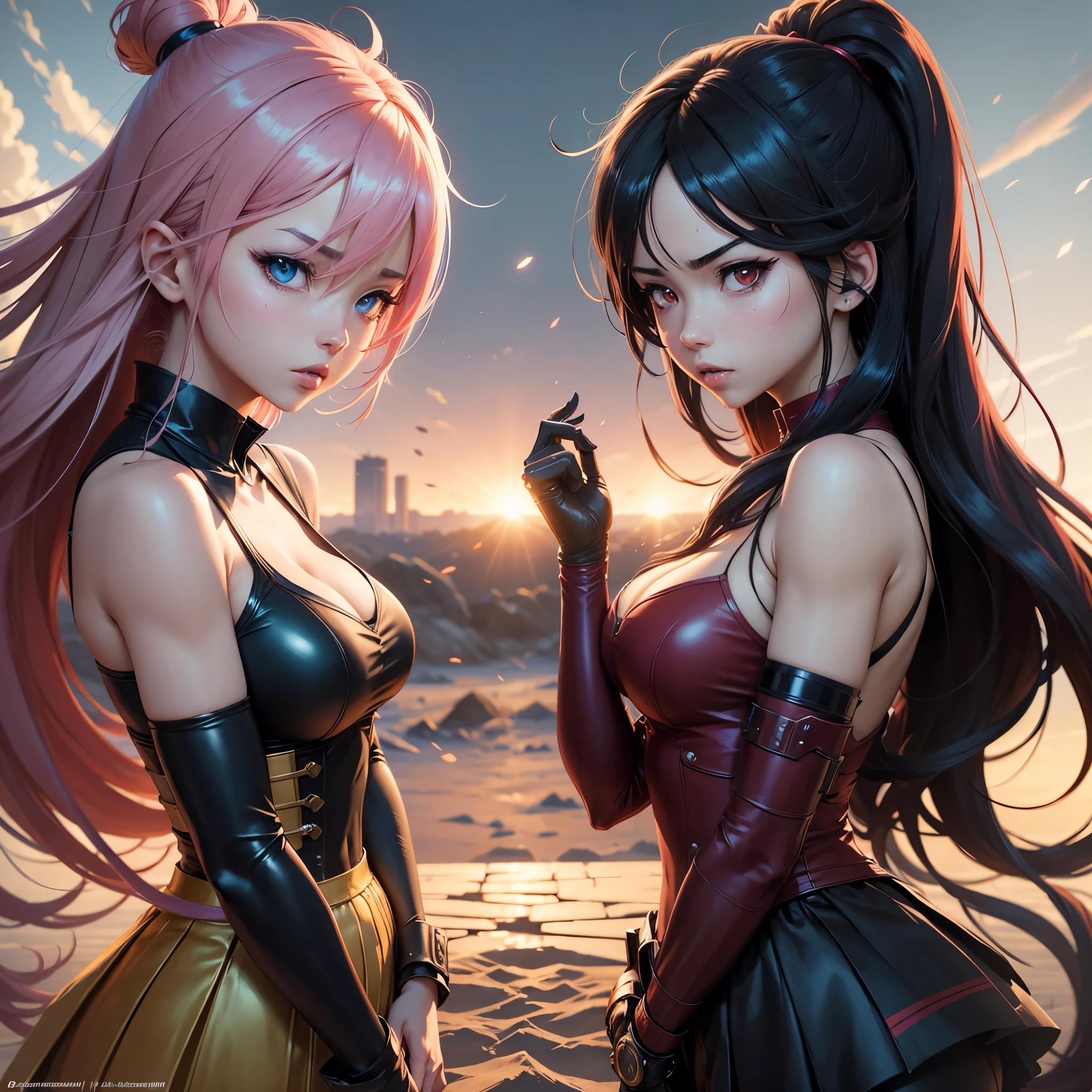 anime characters fighting with each other in a scene, a picture by Kanbun Master, tumblr, conceptual art, epic anime style, official fanart, anime style 4 k, jazza and rossdraws, artgerm and atey ghailan, ross tran and ilya kuvshinov, demon slayer artstyle, high quality fanart, anime fight, anime style mixed with fujifilm