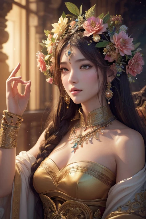 8K high image quality、Ultra-realistic details、3d rendered、masutepiece、Official art、Best Quality、Neat and gorgeous beauty、One Person'unique style of、Tight outfits、Luxurious decoration、Portrait with a soft atmosphere、Mystical worldview、