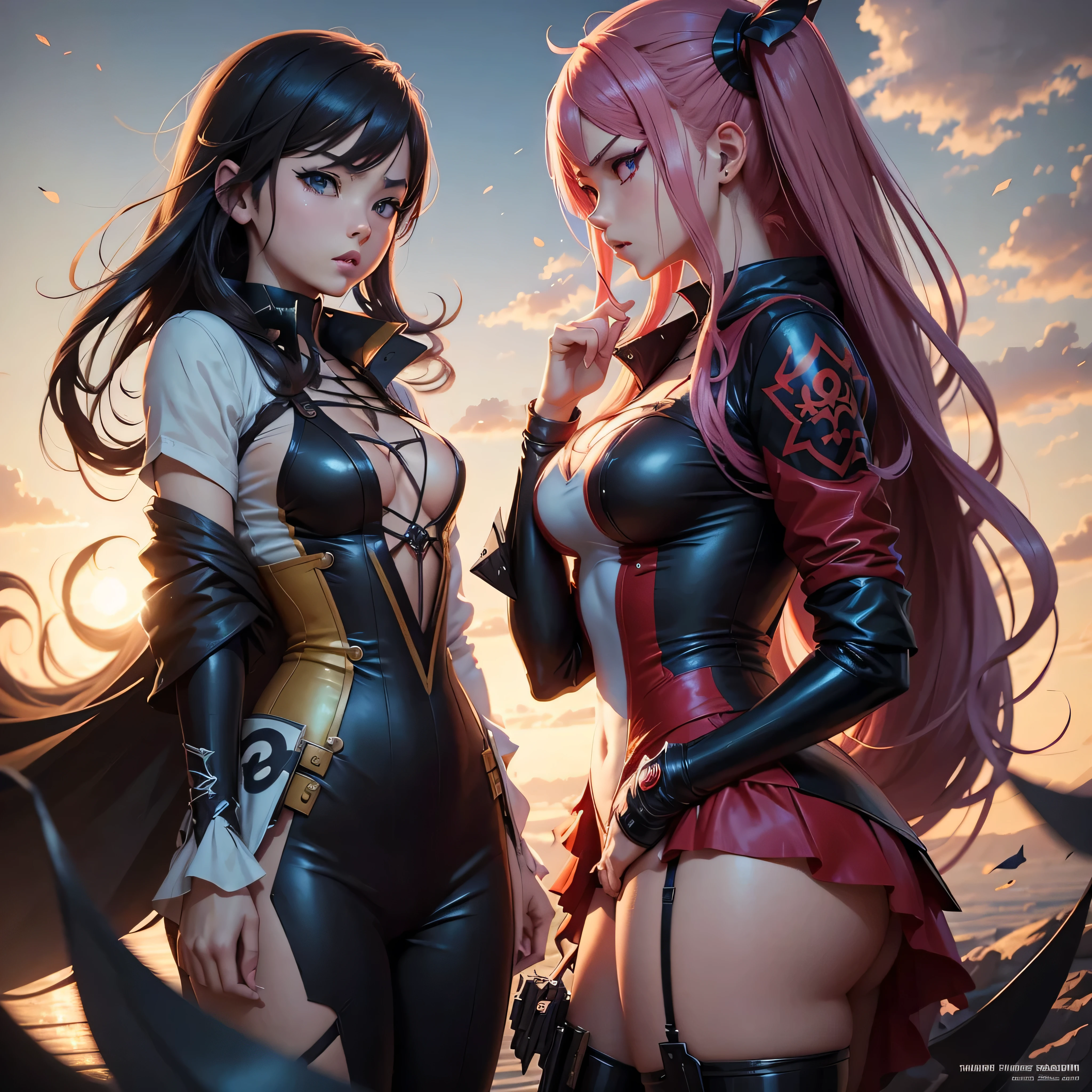 anime characters fighting with each other in a scene, a picture by Kanbun Master, tumblr, conceptual art, epic anime style, official fanart, anime style 4 k, jazza and rossdraws, artgerm and atey ghailan, ross tran and ilya kuvshinov, demon slayer artstyle, high quality fanart, anime fight, anime style mixed with fujifilm
