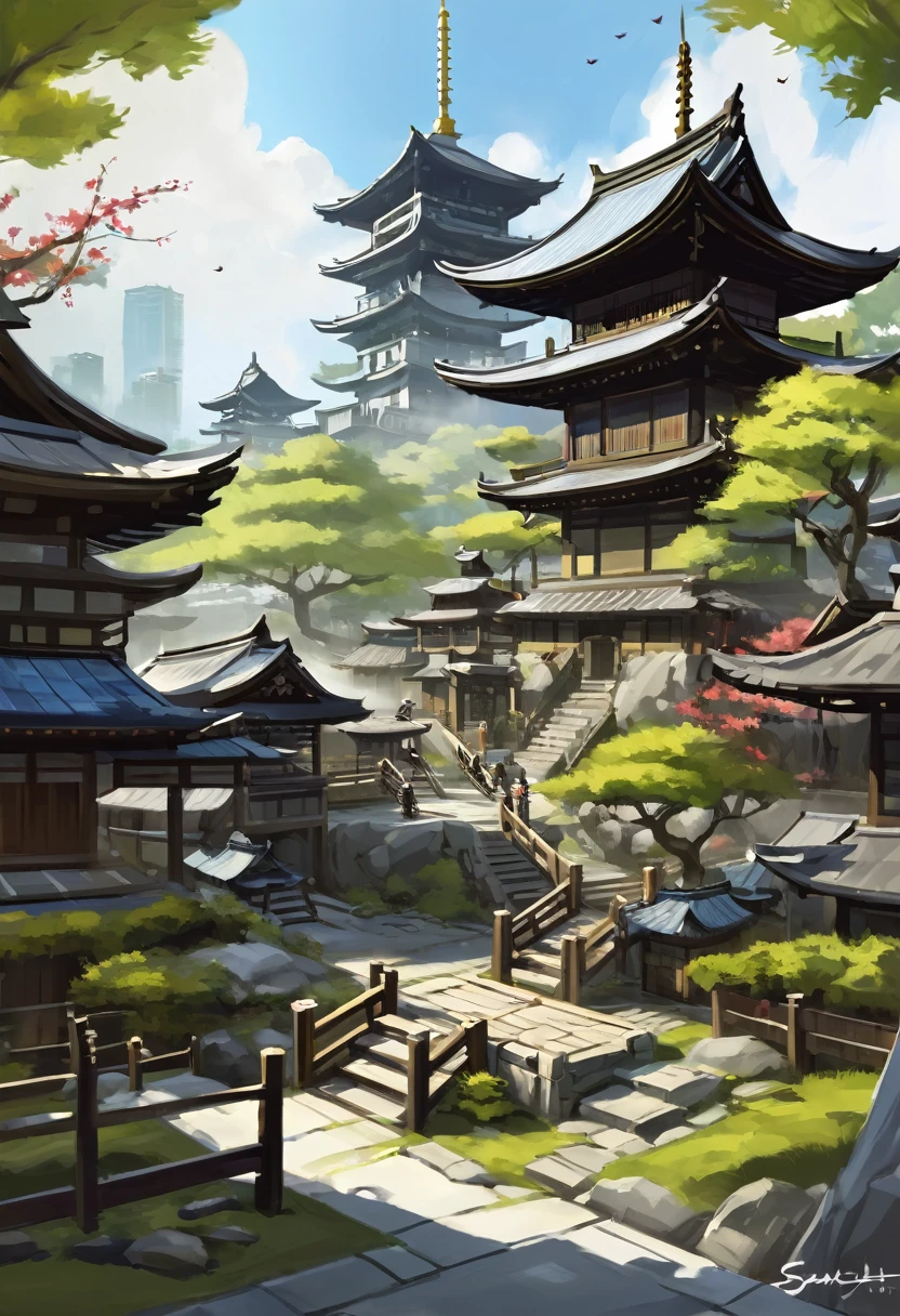 concept-арт самурая, in midcore style for MMORPG, sketch, concept, Samurai, Japanese Setting