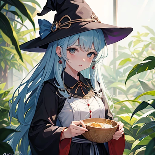 há uma witch segurando uma cesta,há uma insula,witch,insula,portraite,arte kawaii