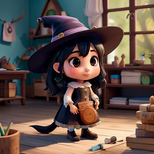 há uma witch segurando uma cesta,há uma insula,witch,insula,portraite,arte kawaii