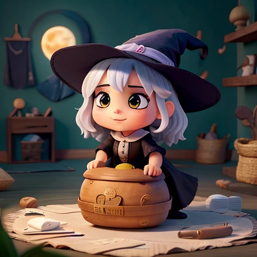 há uma witch segurando uma cesta,há uma insula,witch,insula,portraite,arte kawaii