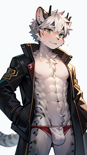 shota,felid,mammal,pantherine,snow leopard,abs,anthro,areola,asian clothing,athletic,athletic anthro,athletic male,balls,clothed,clothing,east asian clothing,fundoshi,fur,genitals,grey body,grey fur,horn,jacket,japanese clothing,male,markings,open clothing,open jacket,open topwear,scar,solo,spots,spotted body,spotted fur,topwear,underwear,white body,white fur,young,young male,absurd res,hi res