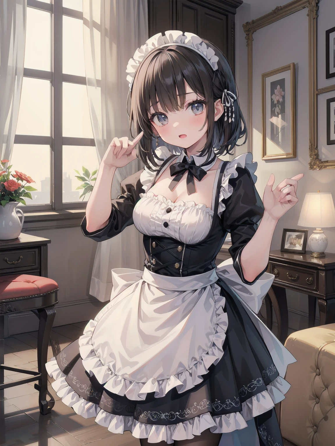 (from above:1.2) (highest quality:1.5),(8k,masterpiece, top quality, best quality,beautiful and aesthetic:1.2,professional illustrasion:1.1,ultra detail:1.3,perfect lighting),extremely detailed,highest detailed,incredibly absurdres , highres, ultra detailed,intricate:1.3,(Alchemy Workshop:1.4),A girl mixing,Medicine in many small bottles,colorful:1.4,zentangle,(1girl),(highly detailed beautiful face and eyes,firm breasts),real skin,((brown hair,long pony tail hair)),thin pubic hair:1.3,cute,lovely,17 years old,making a cooking, alchemist costume,smile,in the kitchen,smile,seductive weak smiling,(with sparkling eyes and a contagious smile),open mouth, Looking at Viewer, 