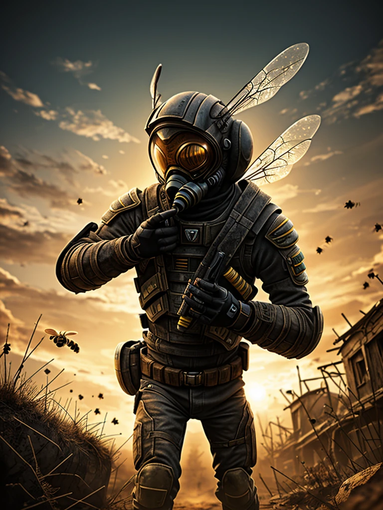 Dark post apocalyptic alien bee