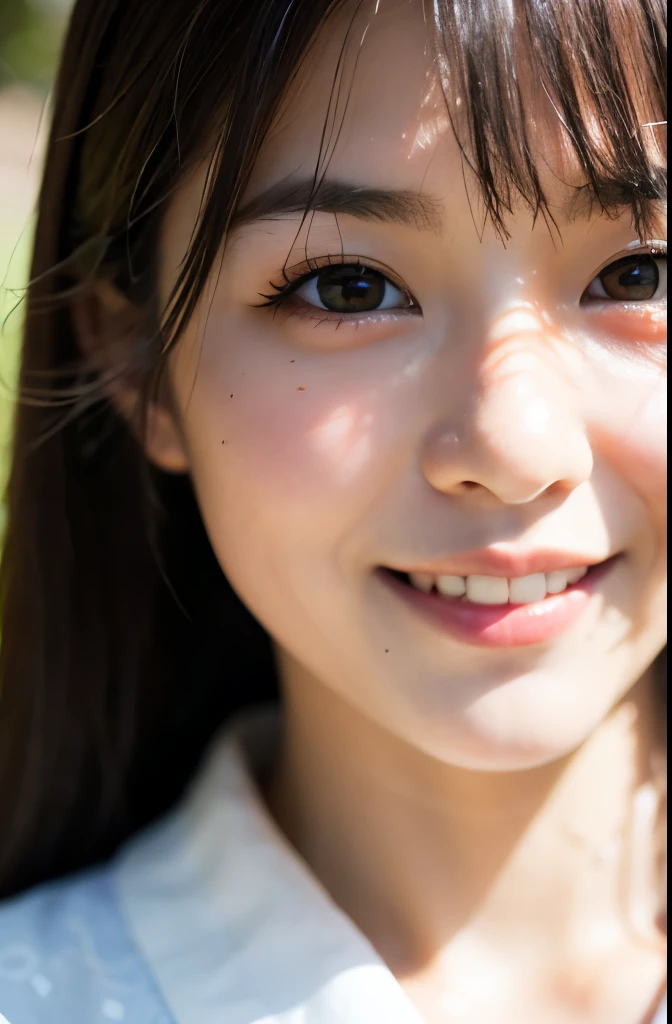 best quality, face focus, soft light, ultra high res, (photorealistic:1.4), RAW photo,(Shinozaki Ai),
1japanese girl, solo, cute, kawaii, smile, (pupil, lights in the eyes),  detailed beautiful face,(high resolution detail of human skin texture),(long hair),(portrait), chest up, white traditional kimono, in the forest,