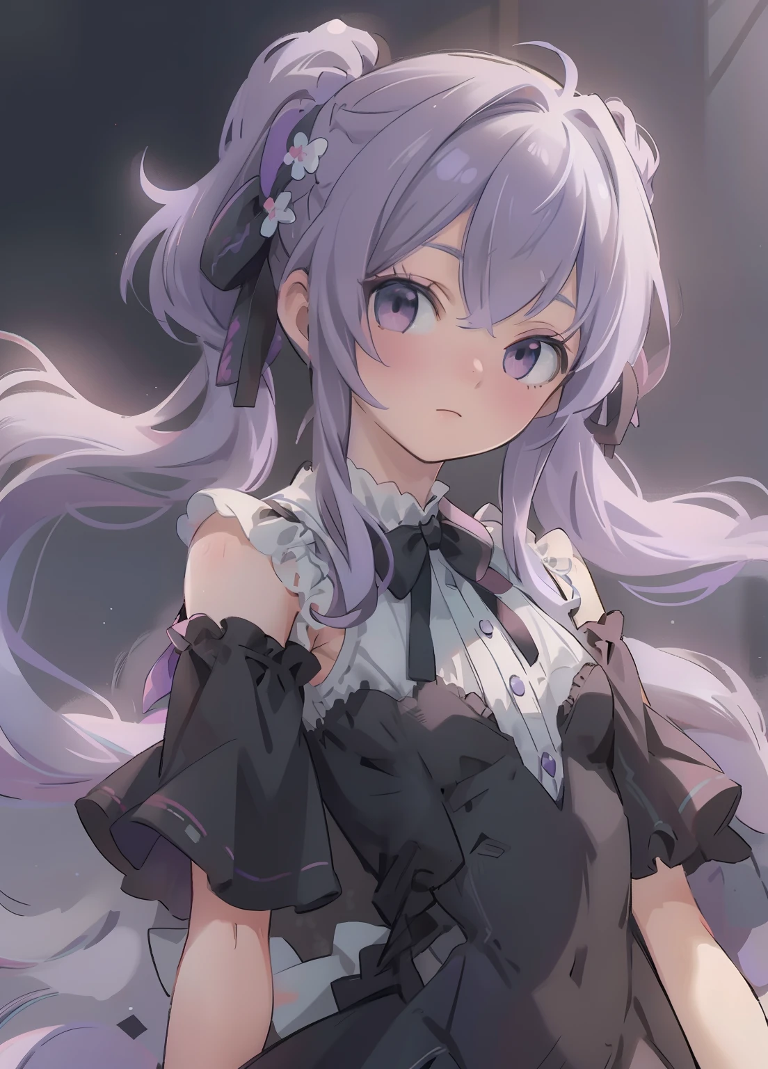 (masterpiece、Highest quality、Highest quality、Official Art、Beautiful and beautiful:1.2)、(One girl:1.3)Hatsune Miku、Twin tails,Beautiful breasts, Katsushika Hokusai, masterpiece, figure, Highest quality, Blackmail Jojo, CG, wallpaper, ++, One girl, alone, Light purple hair, Long Hair, French Braid, Single Side Lock, Red eyes, multicoloRed eyes, Small breasts, Flat Chest, , Victorian dress, Upholstered dresses, Black Dress, corset, Neckwear, Off-the-shoulder dress, Frills, doll, doll joints, ++, Dynamic pose, Lean back, From below, Looking down, View your viewers, Put your arms behind your back, article, Upper Body, Portraiture, cold, neutral